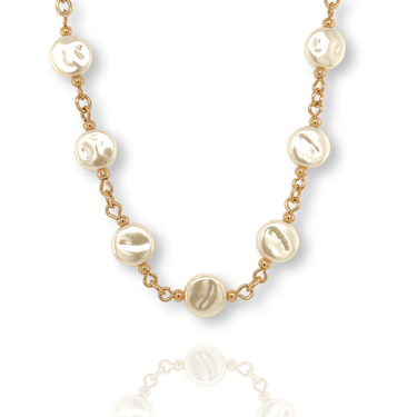 Gold Disc Pearl Necklace